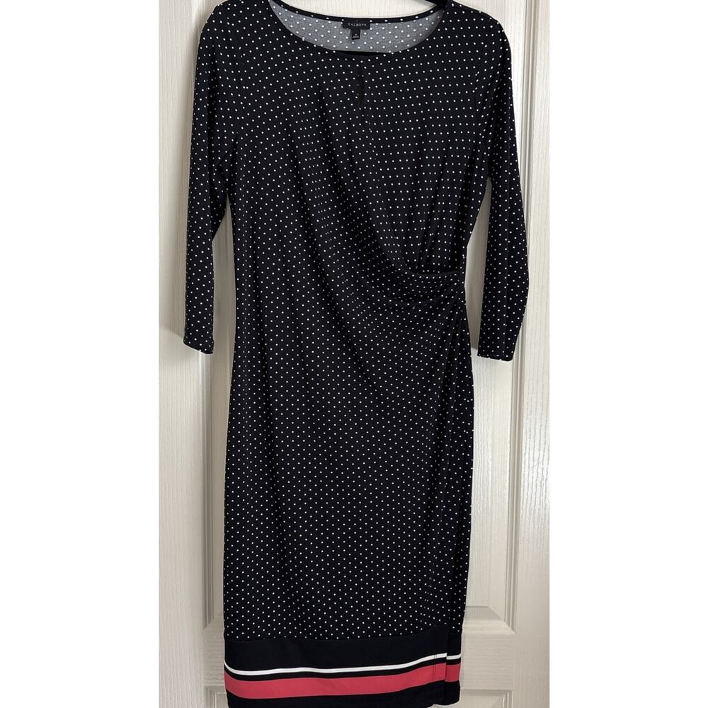Talbots -Woman’s Dress, Polka Dot Dress With 3/4 Sleeve, Size Medium